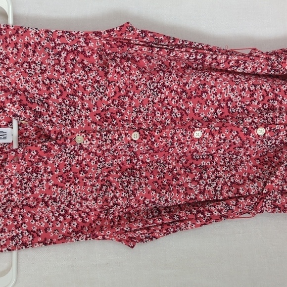 🍉 Gap Pink Microfloral Sleeveless Button Front Dress with Sash Size Small - Picture 3 of 6